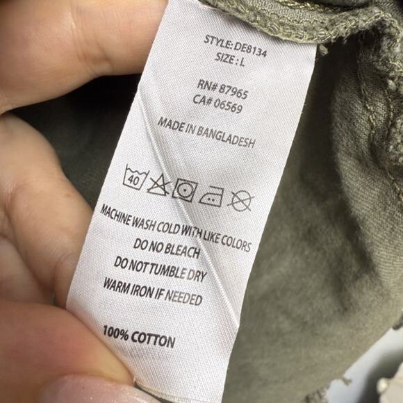 Olive Green Jacket Womens Large Silver Studded Bling Cotton Coat - Picture 4 of 8